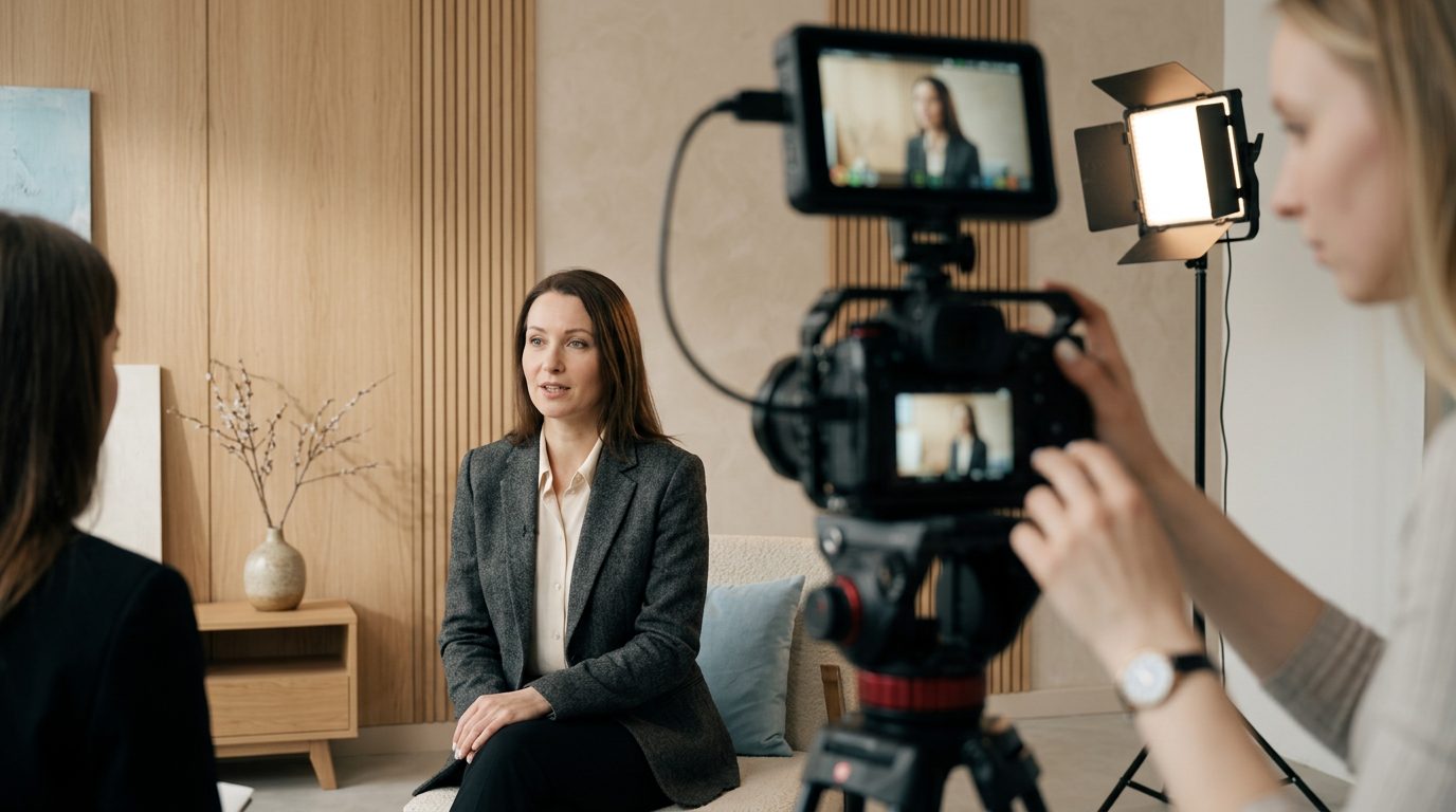 Réalisatrice en tournage d'interview