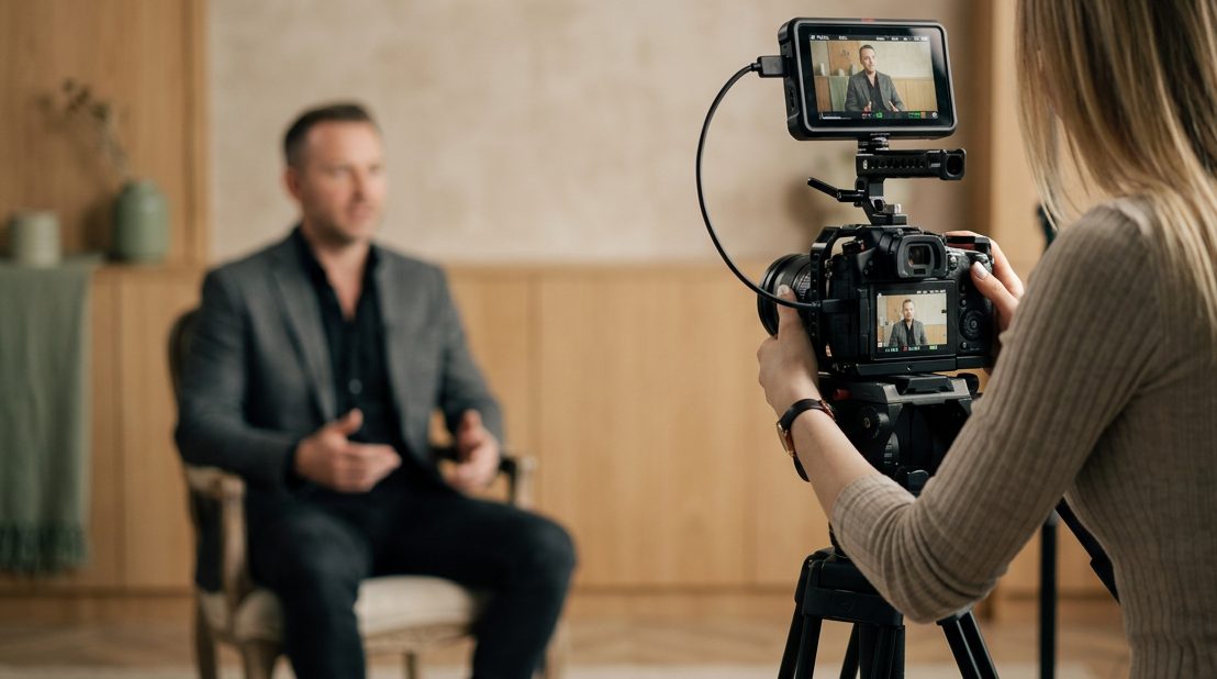 Tournage d'une interview